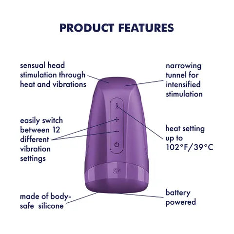 Satisfyer Men Heat Vibration Battery Series Heating & Vibrating Masturbator Purple Satisfyer