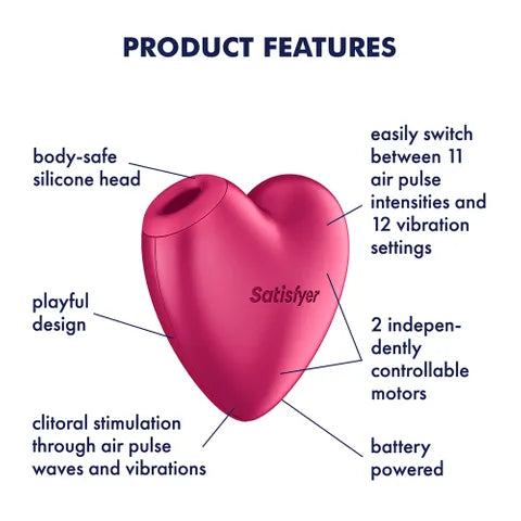Satisfyer Cutie Heart Battery Operated Air Pulsation Stimulator With Vibration Pink Secondary image