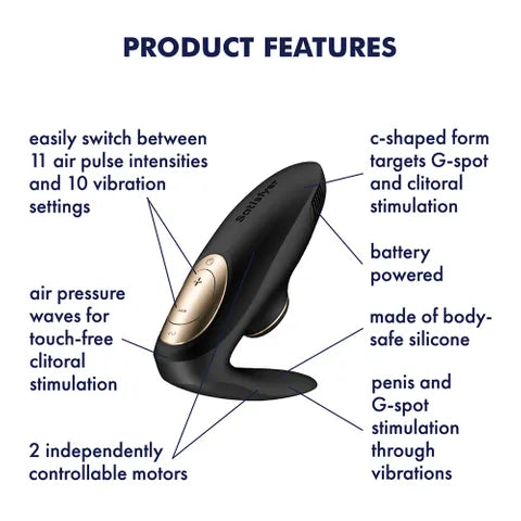 Satisfyer Pro 4 Couples Battery Series U Shaped Couples Vibe With Air Pulsation Black Secondary image