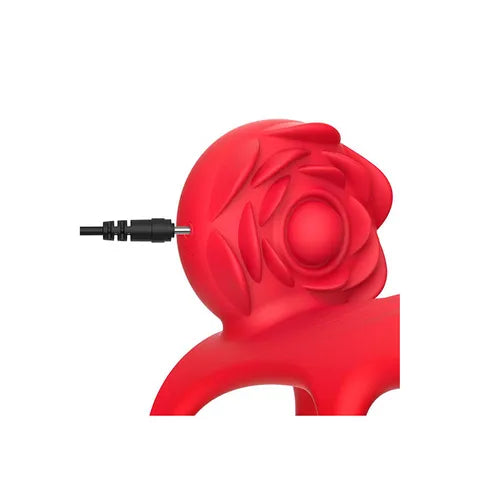 Adam & Eve VIBRATING ROSE COUPLES CAGE USB Rechargeable Vibrating Penis Cage With Wireless Remote Red Adam & Eve