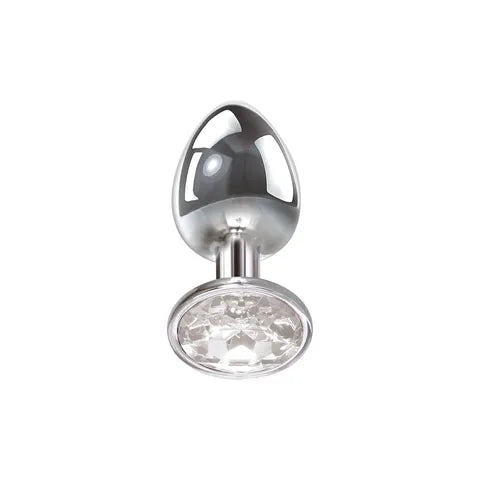 Adam & Eve Clear Gem Anal Plug Butt Plug With Clear Gem Base Large Metallic 9.5 cm Adam & Eve Main image