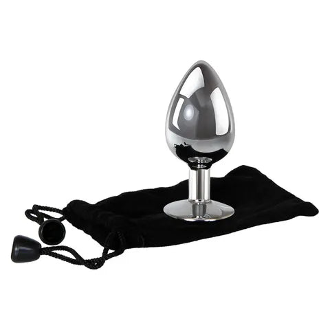Adam & Eve Clear Gem Anal Plug Butt Plug With Clear Gem Base Large Metallic 9.5 cm Secondary image
