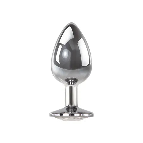 Adam & Eve Clear Gem Anal Plug Butt Plug With Clear Gem Base Large Metallic 9.5 cm Adam & Eve
