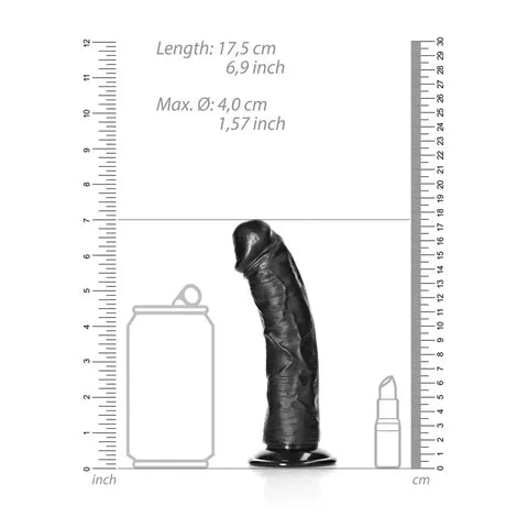 REALROCK Realistic Curved Dildo With Suction Cup Black 15.5cm Shots Toys