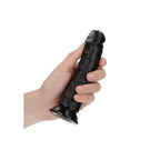 REALROCK Realistic Curved Dildo With Suction Cup Black 15.5cm Shots Toys