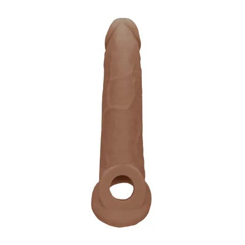 REALROCK 9 Inch Realistic Penis Extender With Rings Tan 22.9cm Shots Toys