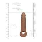 REALROCK 9 Inch Realistic Penis Extender With Rings Tan 22.9cm Shots Toys