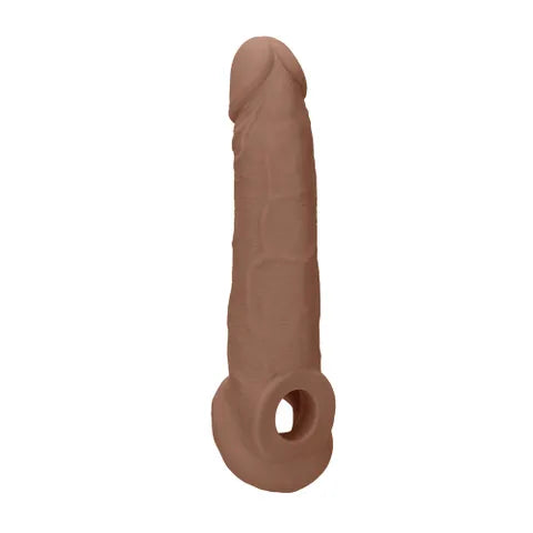 REALROCK 9 Inch Realistic Penis Extender With Rings Tan 22.9cm Shots Toys