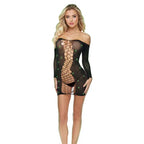 XGEN Products LAPDANCE Diamond Mesh Cutout Mini Dress One Size Black Glow In The Dark Pattern XGEN Products