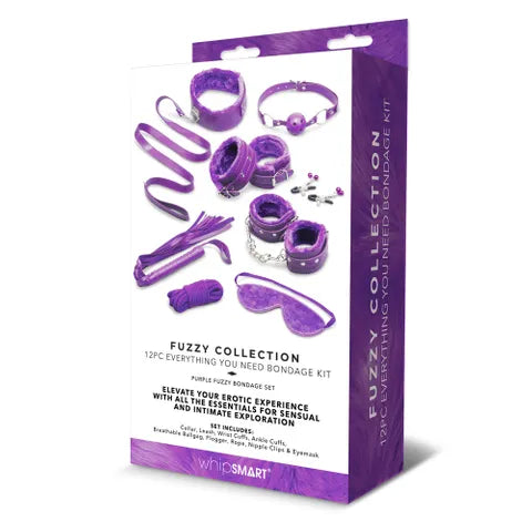 WhipSmart Fuzzy Everything You Need Bondage Kit Purple 12 Piece Set WhipSmart