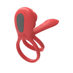 Adam & Eve VIBRATING ROSE GIRTH ENHANCER USB Rechargeable Vibrating Cock & Ball Rings Red Adam & Eve