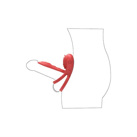 Adam & Eve VIBRATING ROSE GIRTH ENHANCER USB Rechargeable Vibrating Cock & Ball Rings Red Adam & Eve