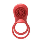 Adam & Eve VIBRATING ROSE GIRTH ENHANCER USB Rechargeable Vibrating Cock & Ball Rings Red Adam & Eve