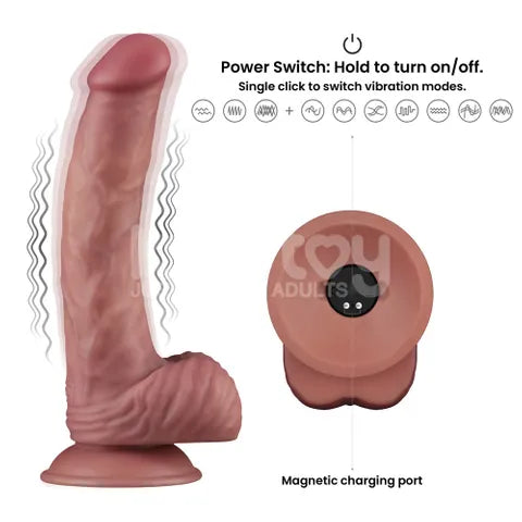 Lovetoy Dual Density Power Cock USB Rechargeable Vibrating Dildo 23cm Flesh Lovetoy