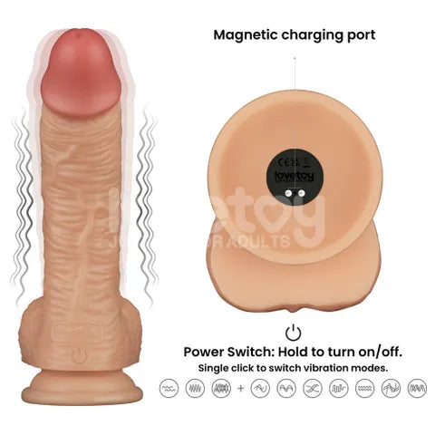 Lovetoy Power Basics USB Rechargeable Vibrating Dildo 21.6cm Flesh Lovetoy