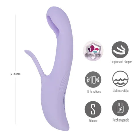 Maia CHARLI USB Rechargeable Flapping & Tapping Rabbit Vibrator Lavender 22.9 cm Maia Toys
