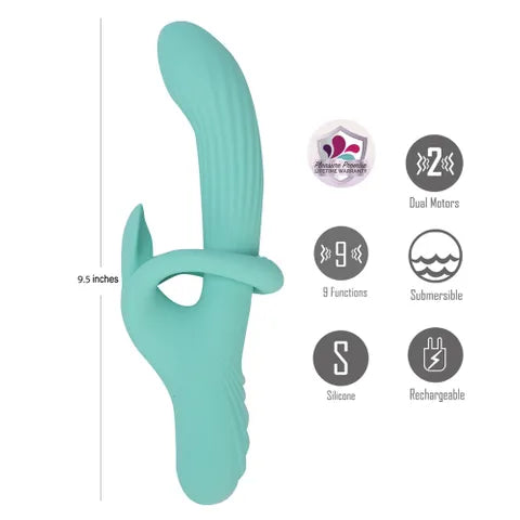 Maia TENLEY USB Rechargeable Gyrating Rabbit Vibrator Mint Green 24.1 cm Maia Toys