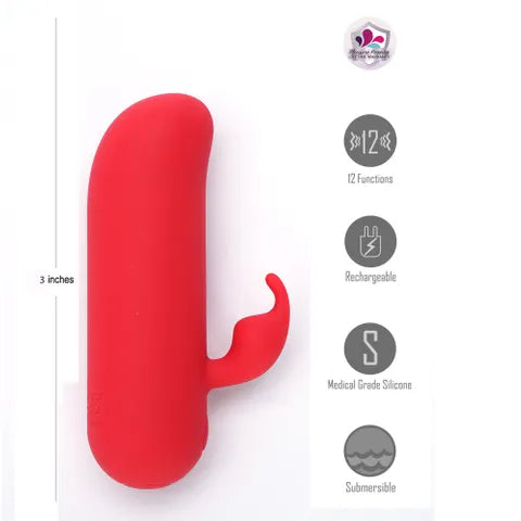 Maia ZIA USB Rechargeable Mini Bullet Rabbit Vibrator Red 7.6 cm Maia Toys