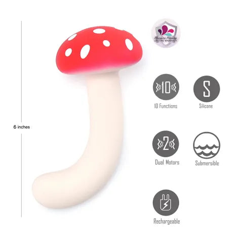 Maia Alice USB Rechargeable Dual Vibrating Mushroom 15.2cm Red / White Maia Toys