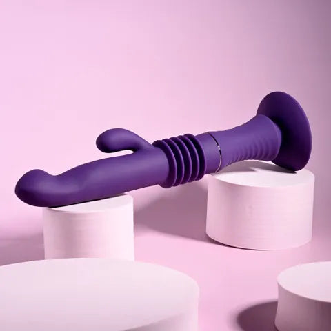 Playboy Pleasure HOPPY ENDING USB Rechargeable Thrusting Rabbit Vibrator Purple Playboy Pleasure