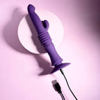 Playboy Pleasure HOPPY ENDING USB Rechargeable Thrusting Rabbit Vibrator Purple Playboy Pleasure