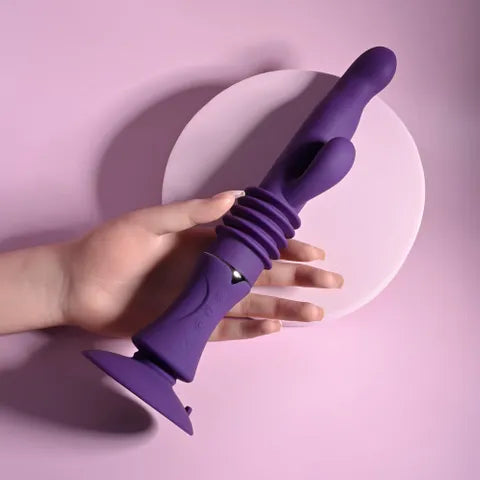Playboy Pleasure HOPPY ENDING USB Rechargeable Thrusting Rabbit Vibrator Purple Playboy Pleasure