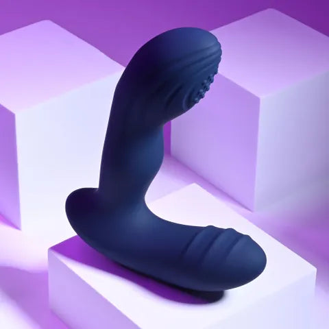 Playboy Pleasure PLEASURE PLEASER USB Rechargeable Vibrating Prostate Massager With Wireless Remote Blue Playboy Pleasure