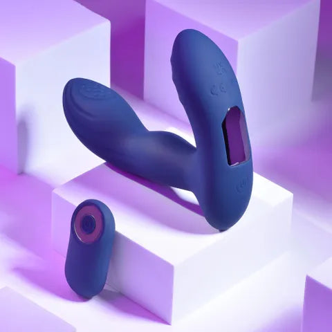 Playboy Pleasure PLEASURE PLEASER USB Rechargeable Vibrating Prostate Massager With Wireless Remote Blue Playboy Pleasure