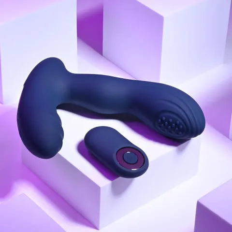 Playboy Pleasure PLEASURE PLEASER USB Rechargeable Vibrating Prostate Massager With Wireless Remote Blue Playboy Pleasure