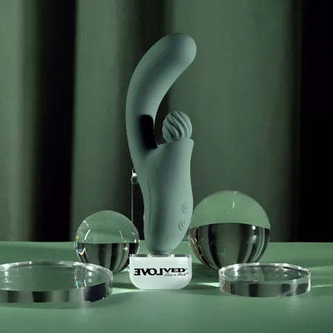 Evolved SPIRAL CHARM USB Rechargeable Rabbit Vibrator Green 18cm Evolved