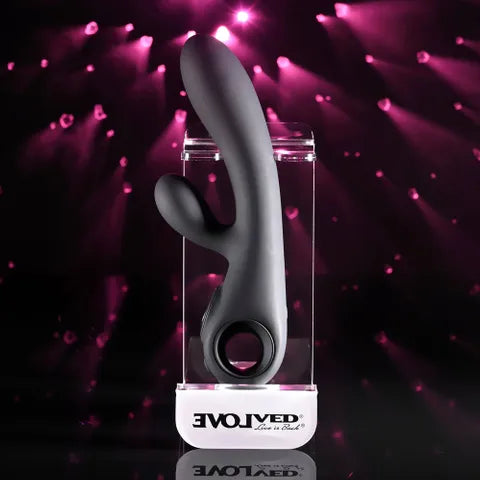 Evolved BLACK MAGIC USB Rechargeable Rabbit Vibrator With LED Screen 20cm Evolved