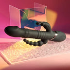 Playboy Pleasure BIG BUNNY ENERGY USB Rechargeable Rabbit Vibrator With Anal Beads Black 26.2cm Playboy Pleasure