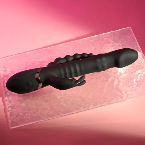 Playboy Pleasure BIG BUNNY ENERGY USB Rechargeable Rabbit Vibrator With Anal Beads Black 26.2cm Secondary image