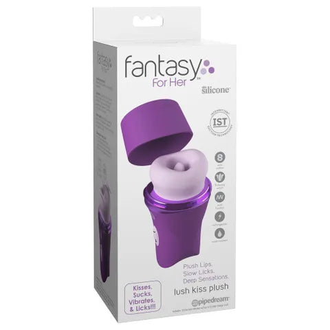 Pipedream Fantasy For Her Lush Kiss Plush USB Rechargeable Licking & Sucking Stimulator Purple Pipedream