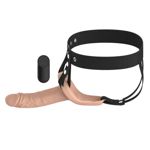 Passion Play USB Rechargeable Vibrating Realistic Hollow Strap On With Wireless Remote Flesh Secondary image