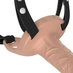 Passion Play USB Rechargeable Vibrating Realistic Hollow Strap On With Wireless Remote Flesh Passion Play