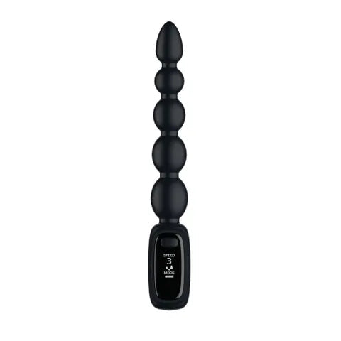 Passion Play USB Rechargeable Vibrating Anal Beads With LED Screen Black Passion Play