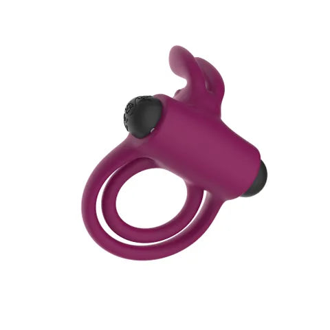 Passion Play USB Rechargeable Silicone Rabbit Vibrating Cock Ring Purple Secondary image