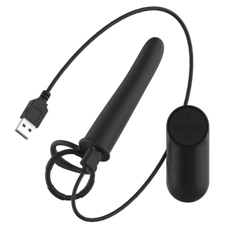 Passion Play USB Rechargeable Vibrating Double Penetrator Cock Ring With Remote Black Secondary image