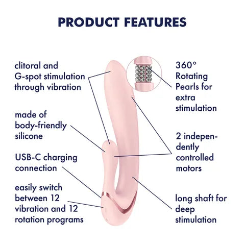 Satisfyer Pearl Bunny 3 USB C Rechargeable Rabbit Vibrator Pink Satisfyer
