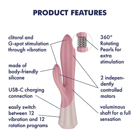 Satisfyer Pearl Bunny 1 USB C Rechargeable Rabbit Vibrator Pink Satisfyer