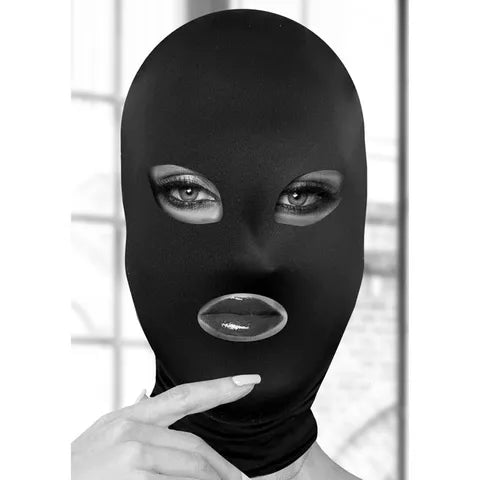 Shots Toys OUCH! Subversion Mask With Open Mouth Bondage Hood Black Secondary image