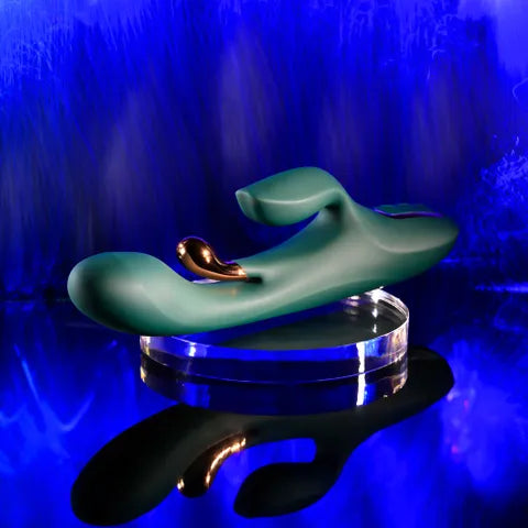 Evolved Golden Goddess USB Rechargeable Rabbit Vibrator With G Spot Flicker Green Evolved