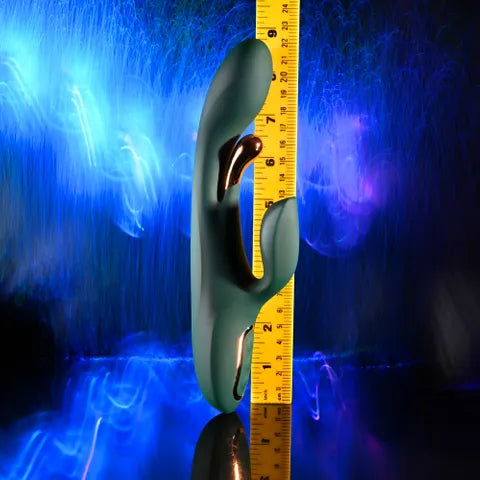 Evolved Golden Goddess USB Rechargeable Rabbit Vibrator With G Spot Flicker Green Evolved
