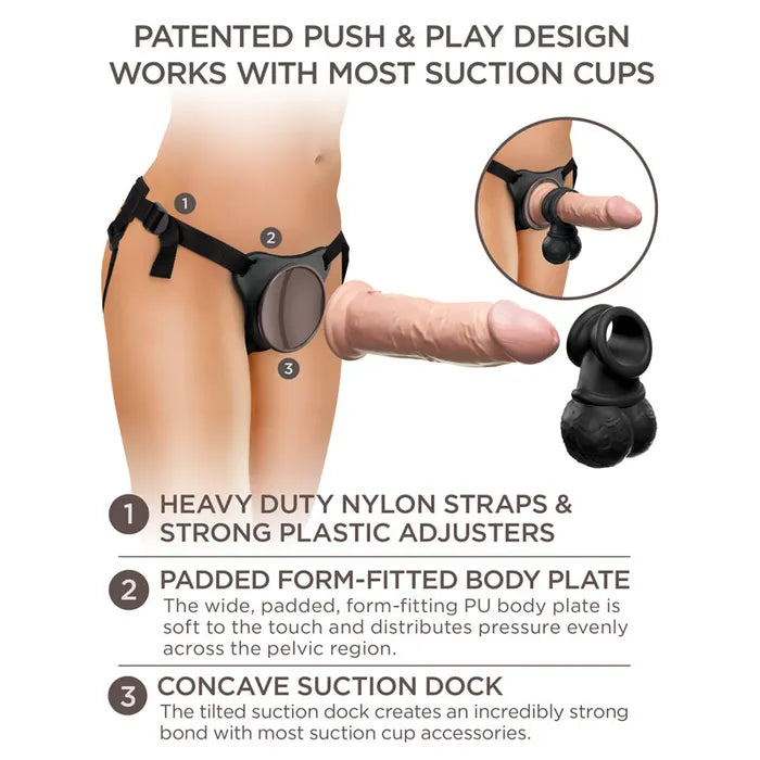 King Cock Elite Deluxe Silicone Body Dock Kit - Body Dock Strap-On Harness with 20.3 cm Dong & Swinging Balls Ring Pipedream