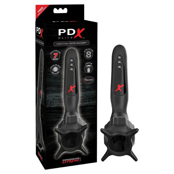 Pipedream PDX Elite Vibrating Roto Sucker Vibrating Head Masturbator Black