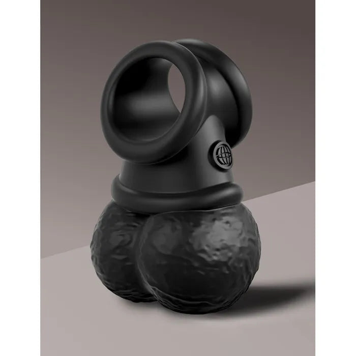 Pipedream King Cock Elite The Crown Jewels Vibrating Silicone Balls USB Rechargeable Vibrating Cock Ring Black Pipedream