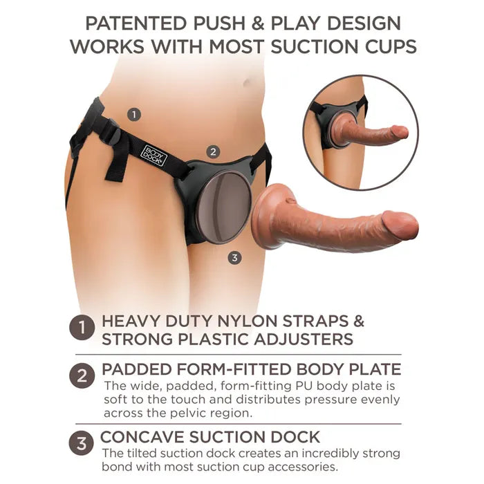 King Cock Elite Comfy Silicone Body Dock Kit - Body Dock Strap-On Harness with Tan 17.8 cm Dong Pipedream