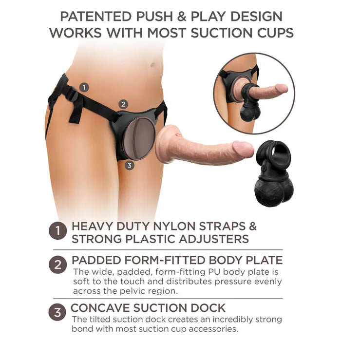 King Cock Elite Ultimate Vibrating Silicone Body Dock Kit - Body Dock Strap-On Harness with 17.8 cm Vibrating Dong & Vibrating Balls Pipedream