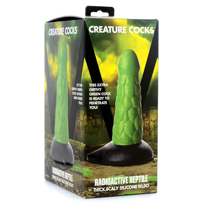XR Brands Creature Cocks Radioactive Reptile Thick Scaly Silicone Dildo 19cm Green XR Brands